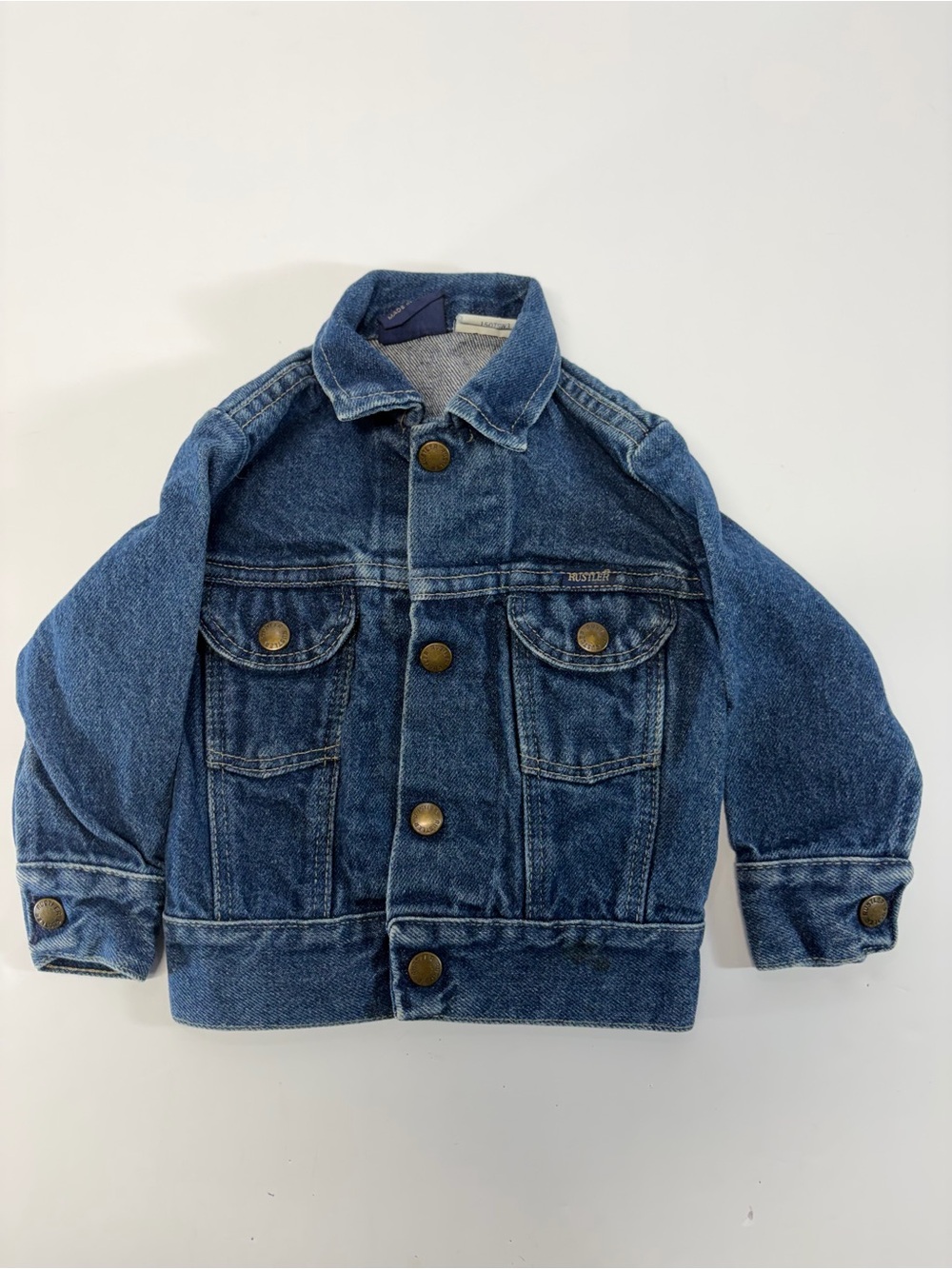 VTG Rustler Kids Denim Jacket Made in USA M 5 6 Wrangler Trucker Jean Coat